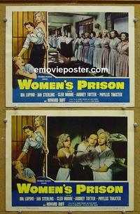 G164 WOMEN'S PRISON 2 lobby cards '54 sexy Cleo Moore!