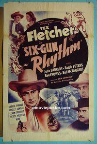 H023 6-GUN RHYTHM paperbacked one-sheet movie poster '39 Tex Fletcher