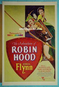 H042 ADVENTURES OF ROBIN HOOD one-sheet movie poster R76 Flynn