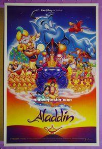 H052 ALADDIN double-sided 'all cast' one-sheet movie poster '92 Walt Disney