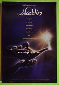 H053 ALADDIN double-sided 'lamp' one-sheet movie poster '92 Walt Disney