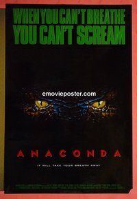 H082 ANACONDA double-sided one-sheet movie poster '97 Jon Voight, Jennifer Lopez