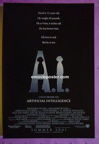 H046 AI double-sided advance one-sheet movie poster '01 Steven Spielberg, Haley Joel Osment