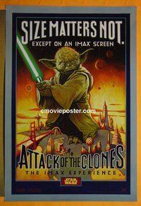 H100 ATTACK OF THE CLONES double-sided IMAX one-sheet movie poster '02 Yoda