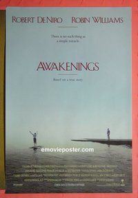 H107 AWAKENINGS double-sided advance one-sheet movie poster '90 Robert De Niro, Williams
