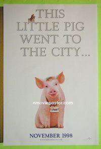 H111 BABE PIG IN THE CITY double-sided teaser one-sheet movie poster '98 talking pig!