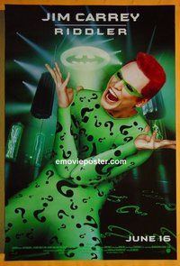 H136 BATMAN FOREVER double-sided advance one-sheet movie poster '95 Jim Carrey