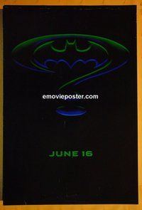 H137 BATMAN FOREVER double-sided teaser one-sheet movie poster '95 Kilmer, Jones, Carrey