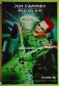 H142 BATMAN FOREVER single-sided advance one-sheet movie poster '95 Jim Carrey