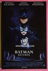 H147 BATMAN RETURNS arthouse advance one-sheet movie poster '92 Michael Keaton, DeVito