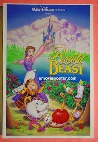 H157 BEAUTY & THE BEAST single-sided one-sheet movie poster '91 Walt Disney