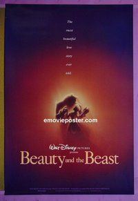 H156 BEAUTY & THE BEAST double-sided teaser one-sheet movie poster '91 Walt Disney