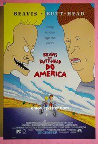 H158 BEAVIS & BUTT-HEAD DO AMERICA double-sided advance one-sheet movie poster '96 MTV Animation