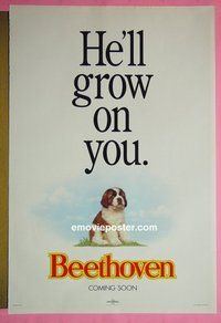 H161 BEETHOVEN double-sided teaser one-sheet movie poster '92 Charles Grodin, Bonnie Hunt