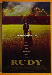 H957 RUDY double-sided Canadian one-sheet movie poster '93 football, Notre Dame