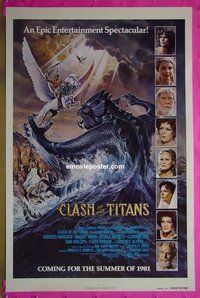 H271 CLASH OF THE TITANS advance one-sheet movie poster '81 Harryhausen