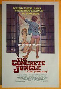 H284 CONCRETE JUNGLE one-sheet movie poster '82 prison sex!