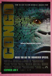 H286 CONGO double-sided advance one-sheet movie poster #2 '95 Michael Crichton, Laura Linney