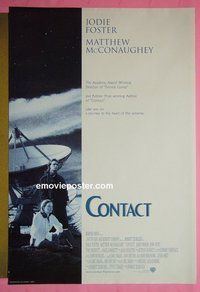 H287 CONTACT double-sided advance one-sheet movie poster '97 Jodie Foster, sci-fi