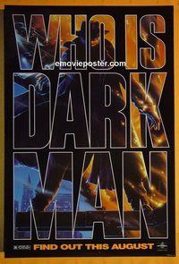 H310 DARKMAN double-sided teaser one-sheet movie poster '90 Sam Raimi, Liam Neeson