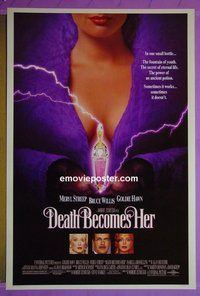 H317 DEATH BECOMES HER double-sided one-sheet movie poster '92 Streep, Willis, Hawn