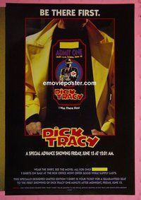 H330 DICK TRACY double-sided ticket style advance one-sheet movie poster '90 Beatty, Madonna