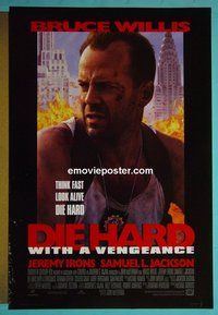 H332 DIE HARD WITH A VENGEANCE DS style B 1sh '95 cool close-up of beaten cop Bruce Willis!