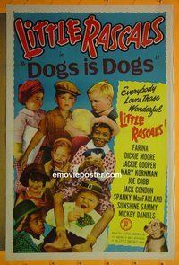 H337 DOGS IS DOGS one-sheet movie poster R40s Our Gang