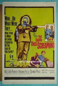 H364 EARTH DIES SCREAMING one-sheet movie poster '64 Fisher