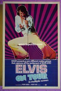 H372 ELVIS ON TOUR int'l 1sh '72 cool full-length image of Elvis Presley singing into microphone!
