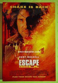 H376 ESCAPE FROM LA double-sided advance one-sheet movie poster '96 Kurt Russell, Carpenter