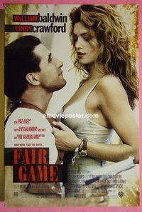 H389 FAIR GAME double-sided advance one-sheet movie poster '95 Cindy Crawford, Baldwin