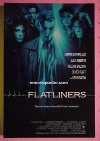 H414 FLATLINERS advance one-sheet movie poster '90 Sutherland, Roberts