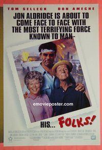H422 FOLKS double-sided one-sheet movie poster '92 Tom Selleck, Don Ameche