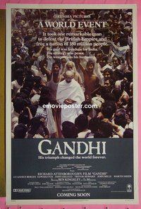 H444 GANDHI advance one-sheet movie poster '82 Ben Kingsley, Attenborough