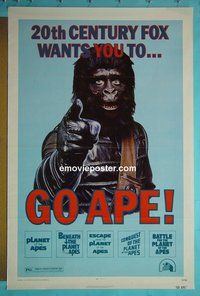 H460 GO APE one-sheet movie poster '74 5-bill Planet of the Apes