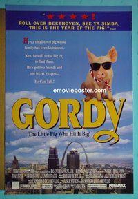 H478 GORDY double-sided one-sheet movie poster '95 talking pig makes it big!