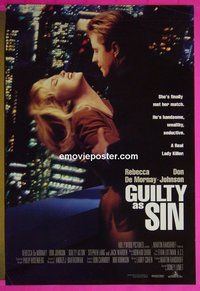 H497 GUILTY AS SIN double-sided one-sheet movie poster '93 De Mornay, Johnson