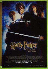 H509 HARRY POTTER & THE CHAMBER OF SECRETS double-sided advance one-sheet movie poster '02