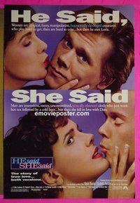 H516 HE SAID SHE SAID double-sided one-sheet movie poster '91 Kevin Bacon, Perkins