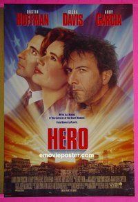H529 HERO double-sided one-sheet movie poster '92 Dustin Hoffman, Geena Davis
