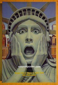 H534 HOME ALONE 2 DS teaser 1sh '92 wacky art of the Statue of Liberty!
