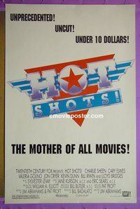H545 HOT SHOTS one-sheet movie poster '91 Charlie Sheen, Lloyd Bridges