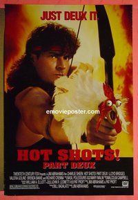H544 HOT SHOTS - PART DEUX double-sided one-sheet movie poster '93 Sheen, Bridges