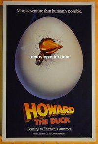 H548 HOWARD THE DUCK advance one-sheet movie poster '86 George Lucas