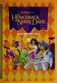 H555 HUNCHBACK OF NOTRE DAME int'l DS 1sh '96 Walt Disney cartoon, cool checkerboard art!