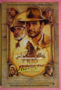H576 INDIANA JONES & THE LAST CRUSADE advance w/ ratings one-sheet movie poster '89 Ford