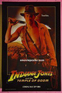 H578 INDIANA JONES & THE TEMPLE OF DOOM teaser one-sheet movie poster