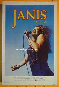 H608 JANIS one-sheet movie poster '75 Joplin, rock 'n' roll!