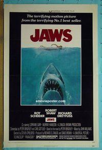 H609 JAWS one-sheet movie poster '75 Steven Spielberg, Scheider